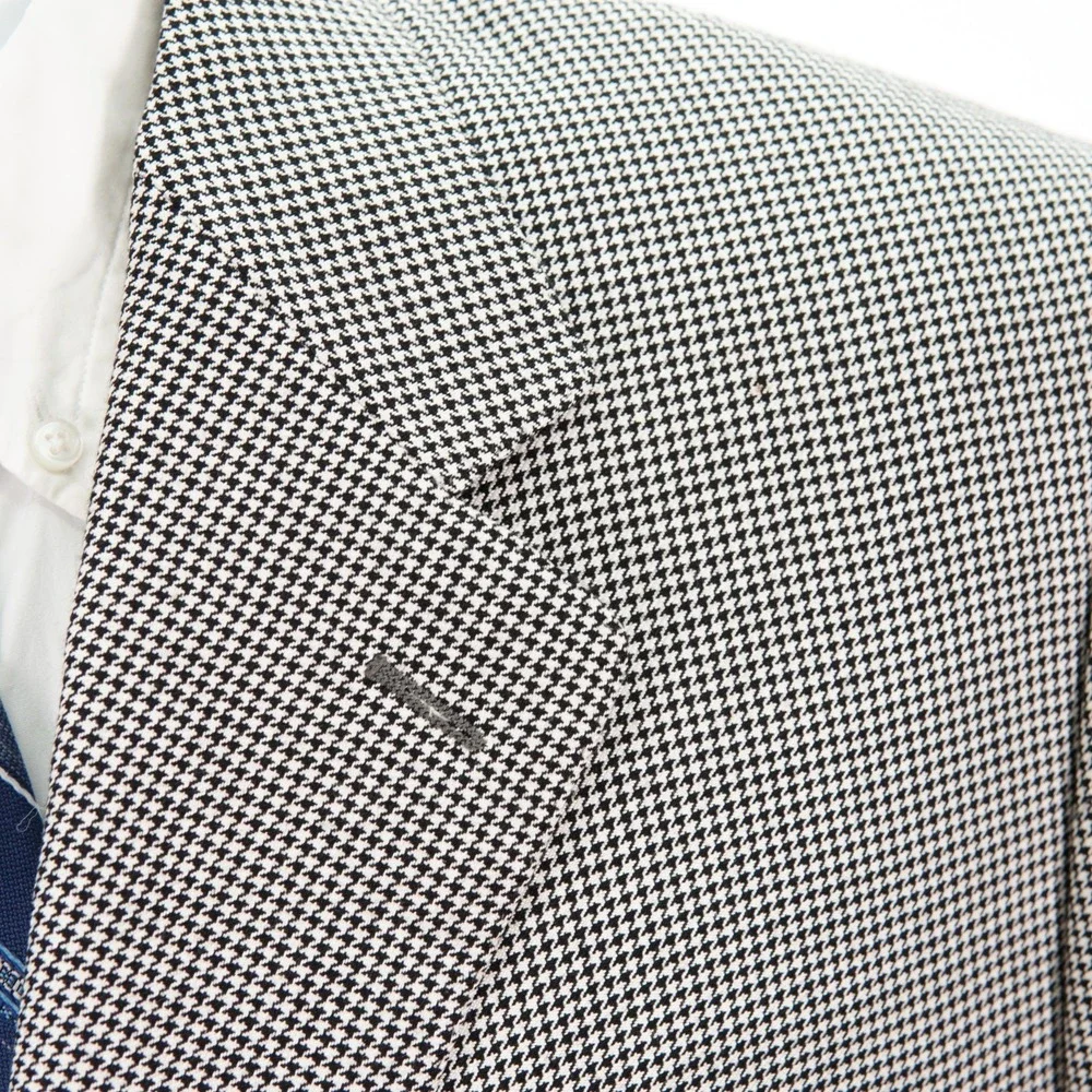 Canali Silk Wool White Black Houndstooth Sport Coat 44L